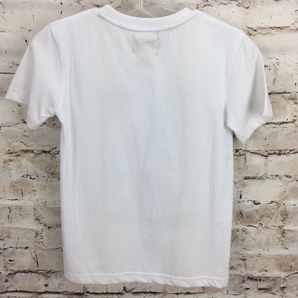 Plaid Fish Boys Graphic T-Shirt Size 5 / 6 White Surfboard Design Short Sleeve - Picture 3 of 4